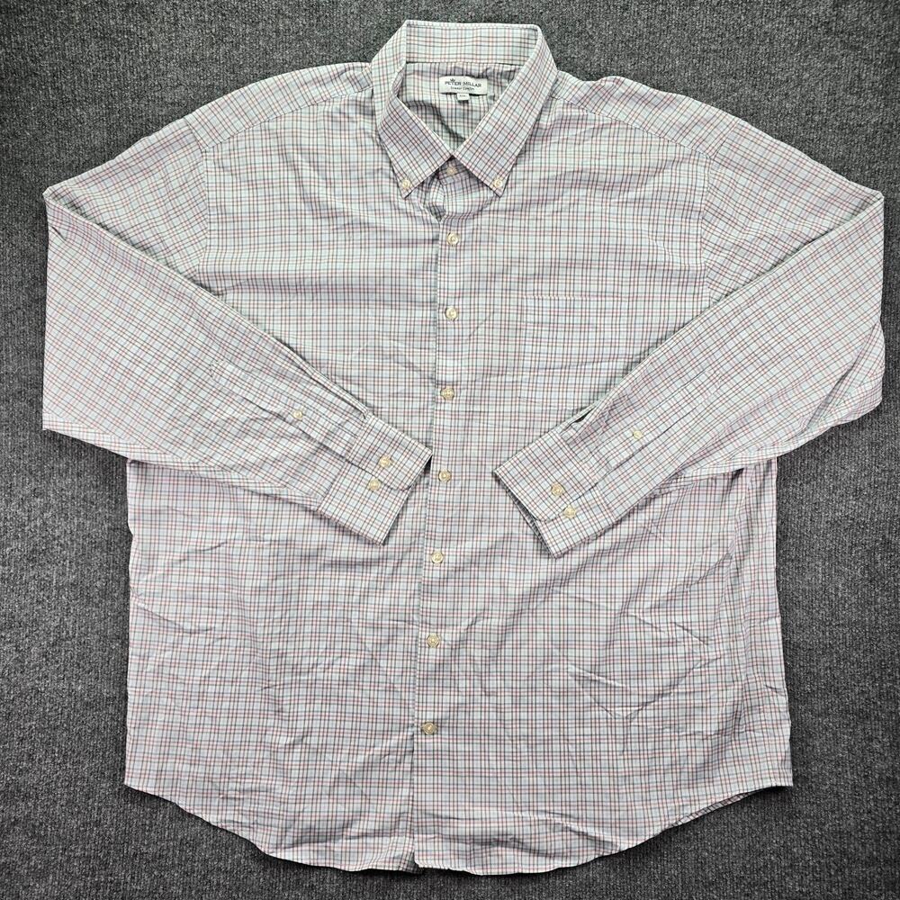 Peter Millar Summer Comfort Shirt Mens XXL Plaid Performance Stretch Button Down